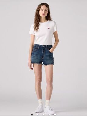 Levi's Women's Dark Blue Denim 501 Original Shorts